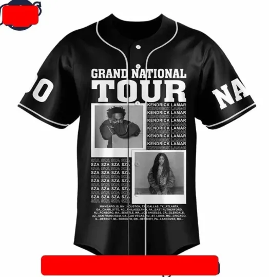 Discover Kendrick Lamar And SZA Grand National Tour 2025 Baseball Jersey Outfit