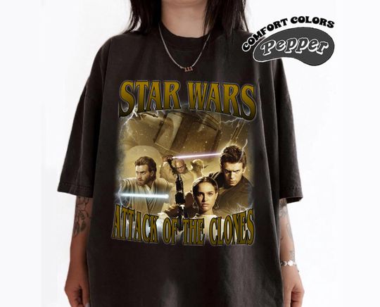Discover Starr Warss Attack of the Clones Shirt, Comfort Colors Shirt, Starr Warss Retro Shirt