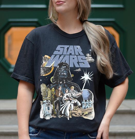 Discover Disneyyy Starr Warss Retro Shirt, Vintage Starr Warss Tee, Galaxy's Edge