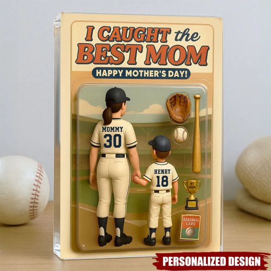 Discover We Caught the Best Mom Baseball-Personalized Acrylic Plaque-Mother's Day Gift