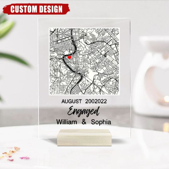 Discover Our First Date Personalized-Map Acrylic Plaque-Gift For Couple