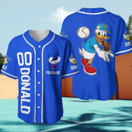Discover Personalized Donald Duckk Play Baseball Father's Day Gift Baseball Jersey Shirt
