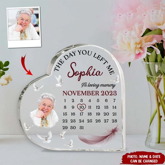 Discover Memorial Calendar Upload Photo, The Day You Left Me Personalized Acrylic Plaque