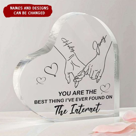 Discover You're The Best Thing I've Ever Found On The Internet- Personalized Acrylic Plaque, Holding Hand Plaque