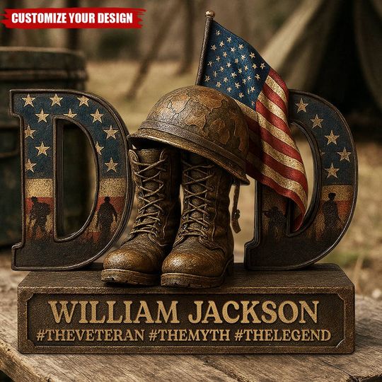 Discover Veteran Dad Shaped Acrylic Plaque Personalized Gifts For Dad