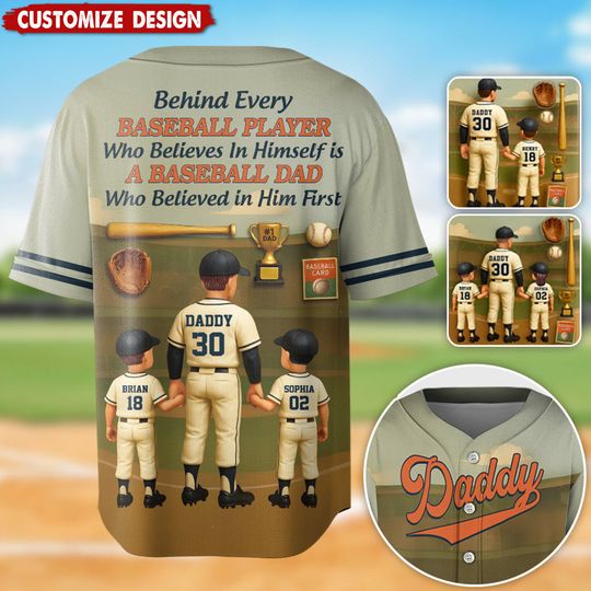 Discover Baseball Dad Personalized Jersey – Custom Name & Number Gift, Father's Day Baseball Shirt