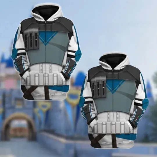 Discover Starr Warss Clone Trooper Cosplay Costume Father's Day Gift Zip Hoodie 3D Printed