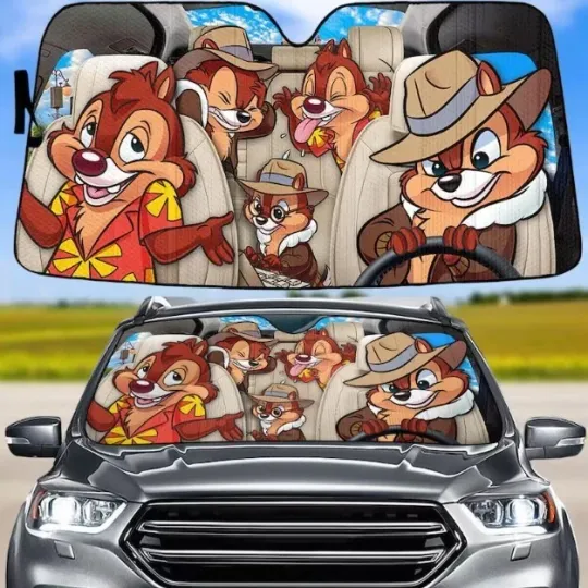 Discover Chipp and Dalee Car Sunshade, Animated Chipp and Dalee Auto Car Windshield SunShade