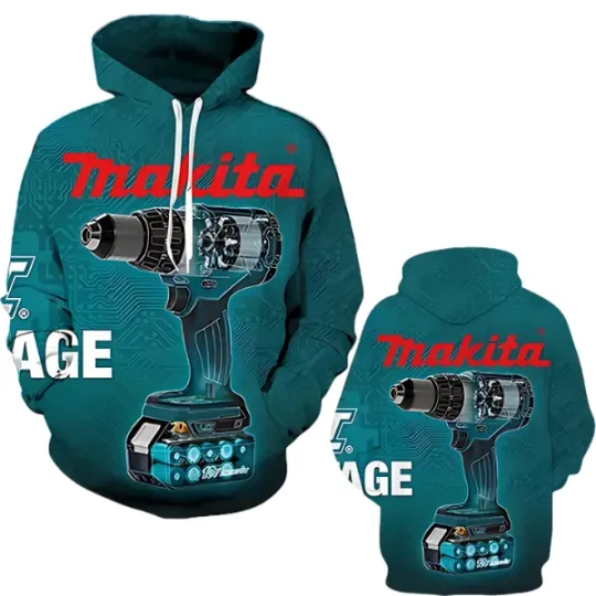 Discover Makita Fan Hoodie 3D Power Tool Pullover Tradie Streetwear Builder Gift