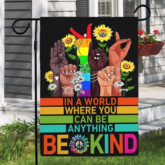 Discover Be Kind Garden Flag, Inspirational Rainbow Garden Flag