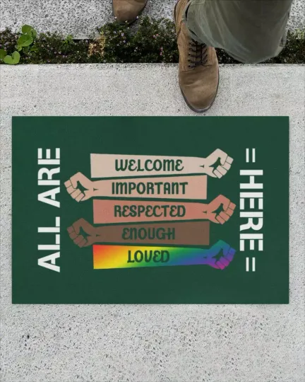 Discover Welcome Door Mat, All Are Here Support Lgbt Doormat, Ally Gifts, Pride Doormat