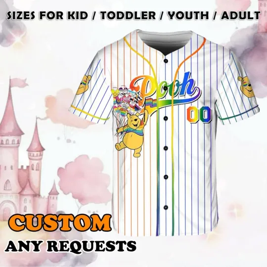 Discover Personalized winniee the poohh & Friends LGBT Love Is Love Baseball Jersey Shirt