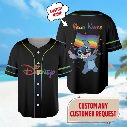 Discover Custom Stitchh Rainbow Pride Baseball Jersey LGBT Team Baseball Jersey Stitchh Rai