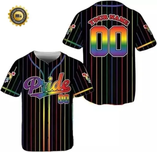 Discover Personalized LGBT Pride Baseball Jersey LGBT Flag Rainbow Baseball Jersey LGBT