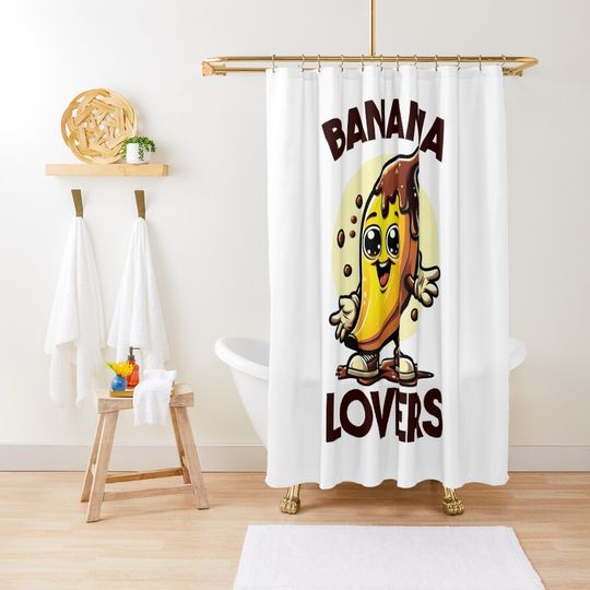 Discover Funny Banana Lover: Banana And Chocolate Shower Curtain