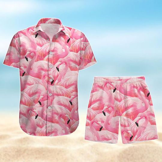 Discover Flamingo Button Shirt, Flamingo Hawaiian Shirt, Pink Birds Beach Shirt
