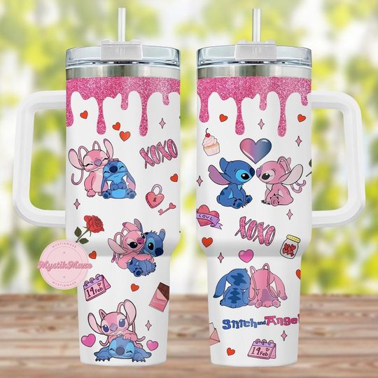 Discover Stitchh And Angel Tumbler 40Oz, Disneyyy Couple Tumbler, Lilo And Stitchh Coffee Tumbler, Magicc Kingdom Stainless Tumbler, Gift For Her