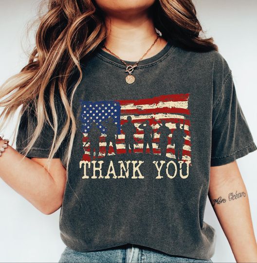 Discover Patriotic Thank You Comfort Colors Shirt, USA Military Tribute Shirt, Memorial Day Shirt