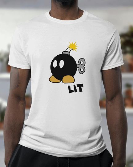 Discover Lit Mario Bomb Tee / Hoodie - Explosive Mario Power Up Shirt - Dynamic Retro Tshirt