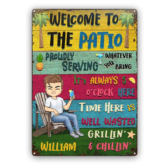 Discover Patio Welcome Grilling Proudly Serving Whatever You Bring Single - Backyard Sign