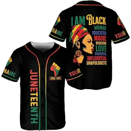 Discover Personalized Juneteenth Baseball Jersey, Black Pride Freedom Day Gift
