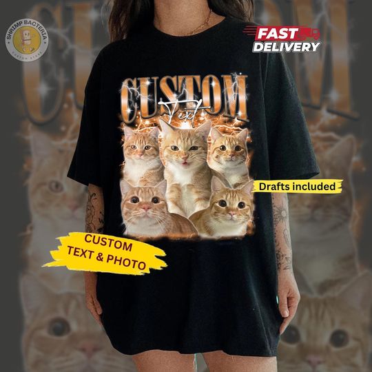 Discover Custom Photo Pet Comfort Colors T-Shirt, Personalize With American Shorthair Cat Image Shirt