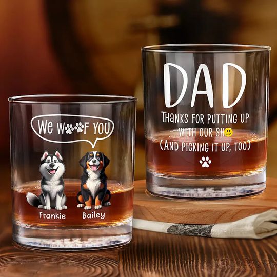 Discover Dog Lovers I Woof You - Personalized Whiskey Glass