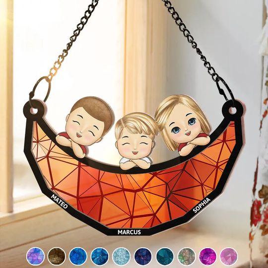Discover We Love You To The Moon And Back - Personalized Window Hanging Suncatcher Ornament