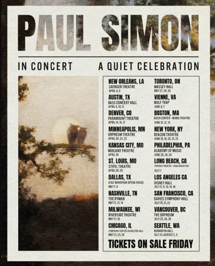 Discover Poster Paul Simon A Quiet Celebration 2025 Tour Poster