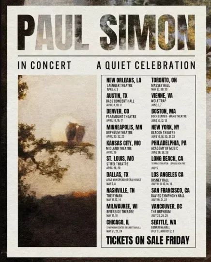 Discover Poster Paul Simon A Quiet Celebration 2025 Tour Poster
