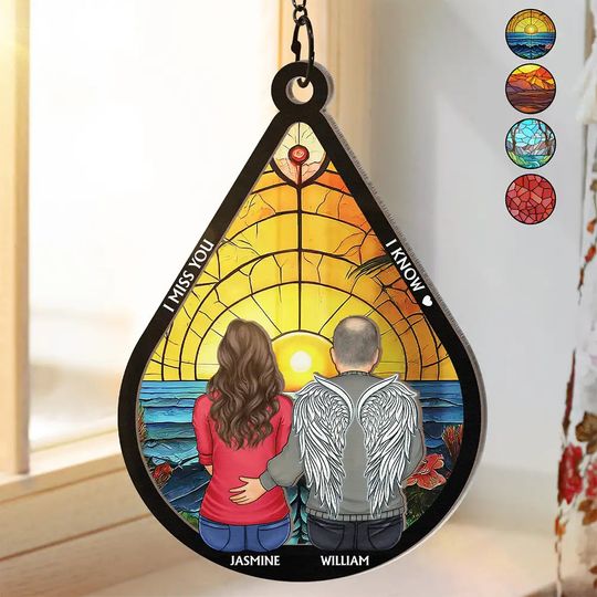 Discover I'm Miss You I Know Memorial Teardrop - Personalized Window Hanging Suncatcher Ornament