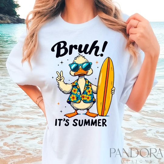 Discover Bruh Its Summer Shirt, Funny Duck Shirt, Summer Beach Shirt