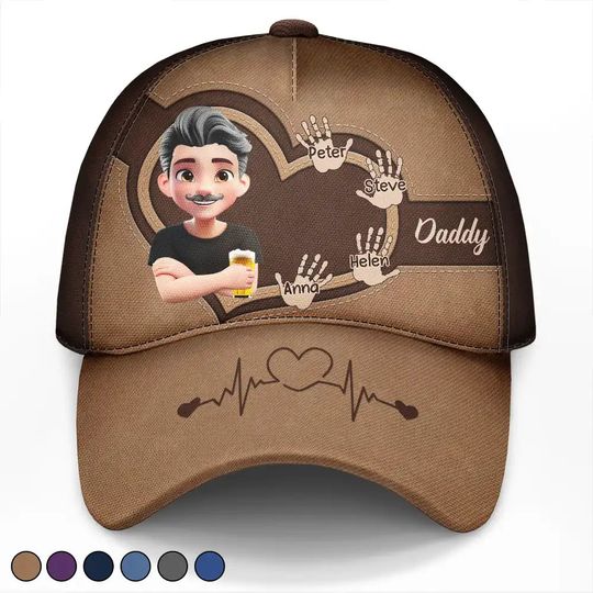 Discover Dad Grandpa Handprints 3D Effect - Personalized Classic Cap
