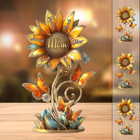 Discover Beautiful Sunflower Gift For Mom, Grandma - Personalized Mother Custom Shaped Acrylic Plaque