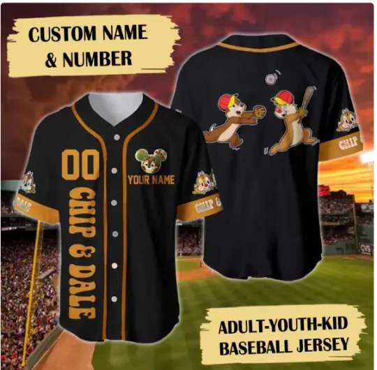 Discover Custom Name & Number Chipmunk Brothers 3D Baseball Jersey Shirt – Christmas Gift