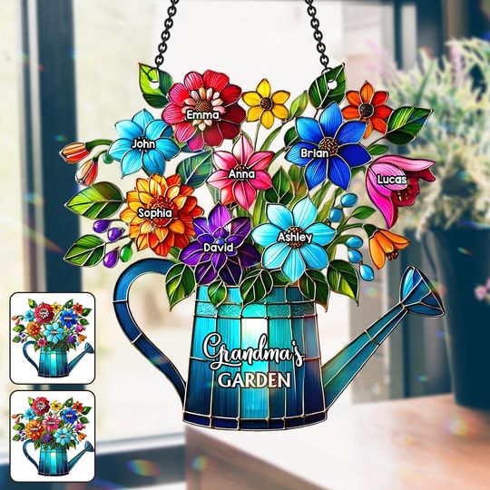 Discover Grandma's Mom's Garden - Personalized Grandma Window Hanging Suncatcher Ornament