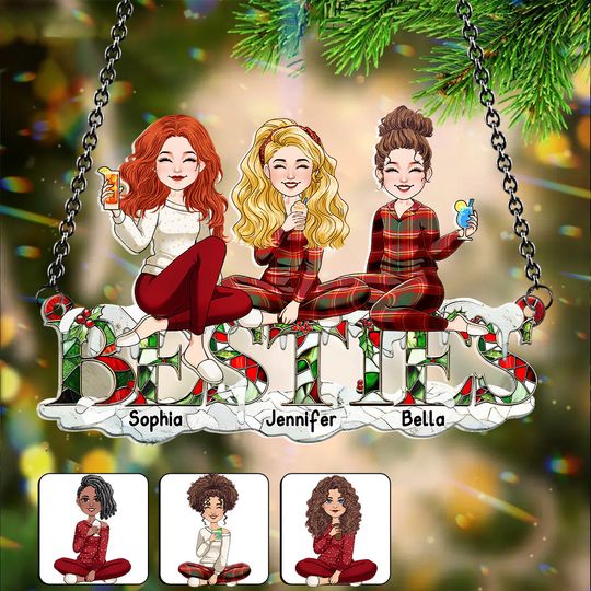 Discover Besties Forever - Personalized Bestie Window Hanging Suncatcher Ornament