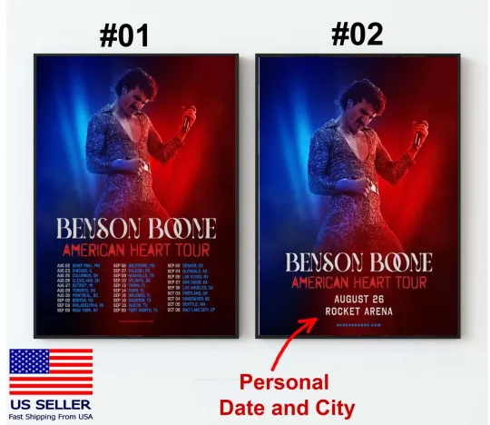 Discover Benson Boone American Heart Tour 2025 Poster, Custom Date and City tour