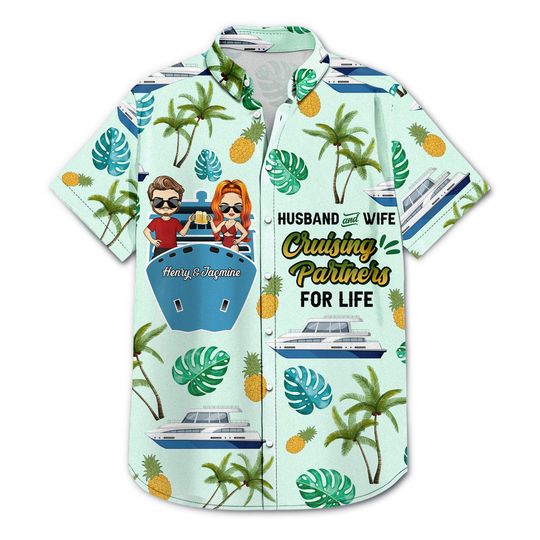 Discover Cruising Couple Partners For Life - Gift For Couples - Personalized Custom Hawaiian Shirt