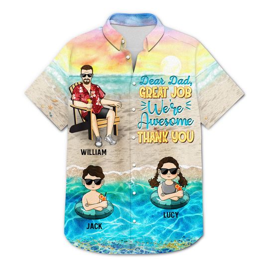 Discover Dear Dad Great Job We're Awesome Thank You - Birthday, Loving Gift For Father Hawaiian Shirt