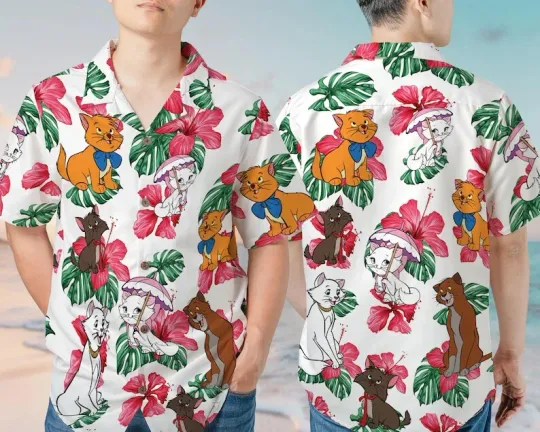 Discover Tropical Flowers Aristocatss Hawaiian Button Down Shirt