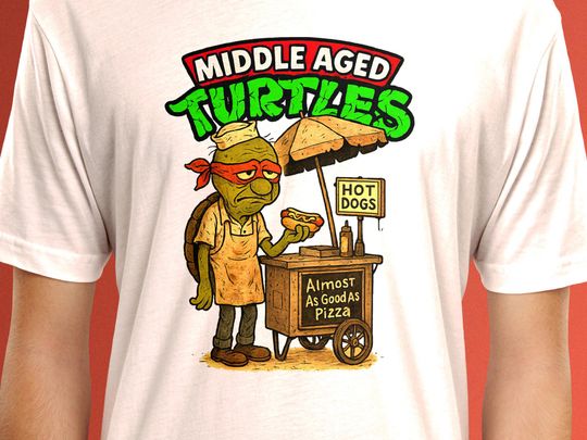 Discover Middle Aged Turtles Shirt,  Funny Nostalgic Parody Tee