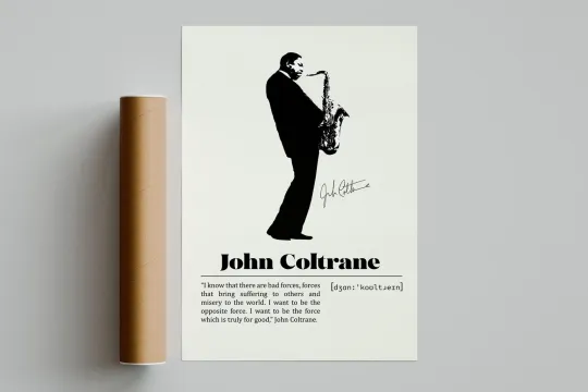 Discover John Coltrane Poster – Minimalist Vintage Jazz Wall Art for Home