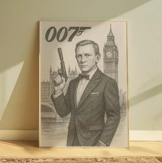 Discover Sleek 007 James Bond Poster – Stylish Movie Wall Art for Office & Home