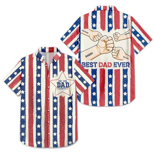 Discover Five Star Best Dad Ever - Birthday Gift For Father, Grandpa - Personalized Custom Hawaiian Shirt