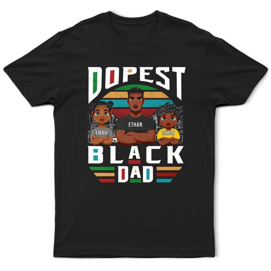 Discover Dopest Black Dad - Personalized T Shirt
