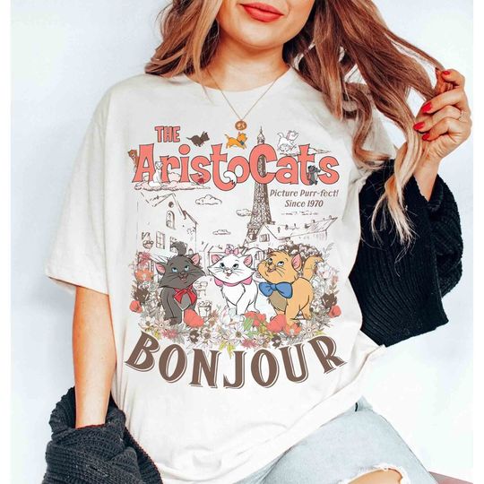 Discover Vintage The Aristocatss Bonjour Floral Shirts, Disneyyy Marie Berlioz Toulouse Shirt