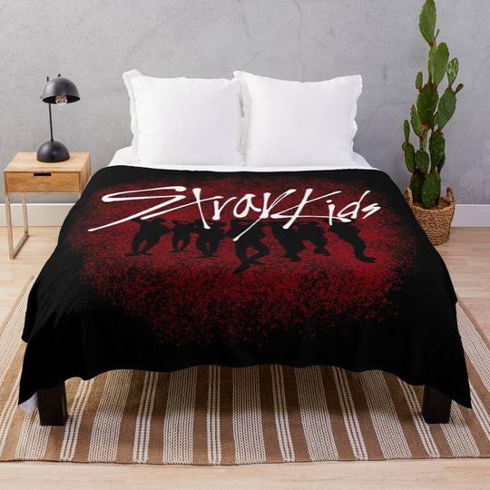 Discover Stray Kids Red Spray Paint Throw Blanket