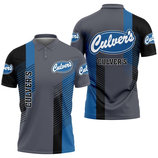 Discover Culvers Fast Food Restaurant Logo, Culver’s Grey 3D Polo Shirt