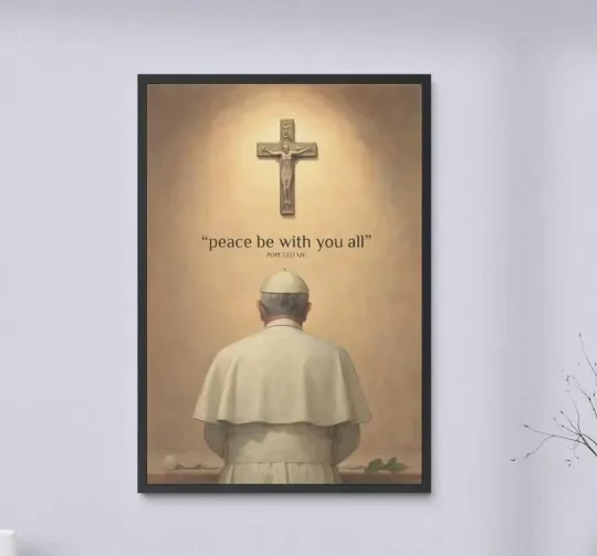 Discover Pope Leo XIV Poster Catholic Wall Art Vatican Religious Christian Decor